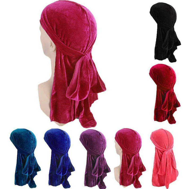 Unisex Men Women Velvet Breathable Bandana Hat Turban Doo Durag Cap Hot Selling Accessories