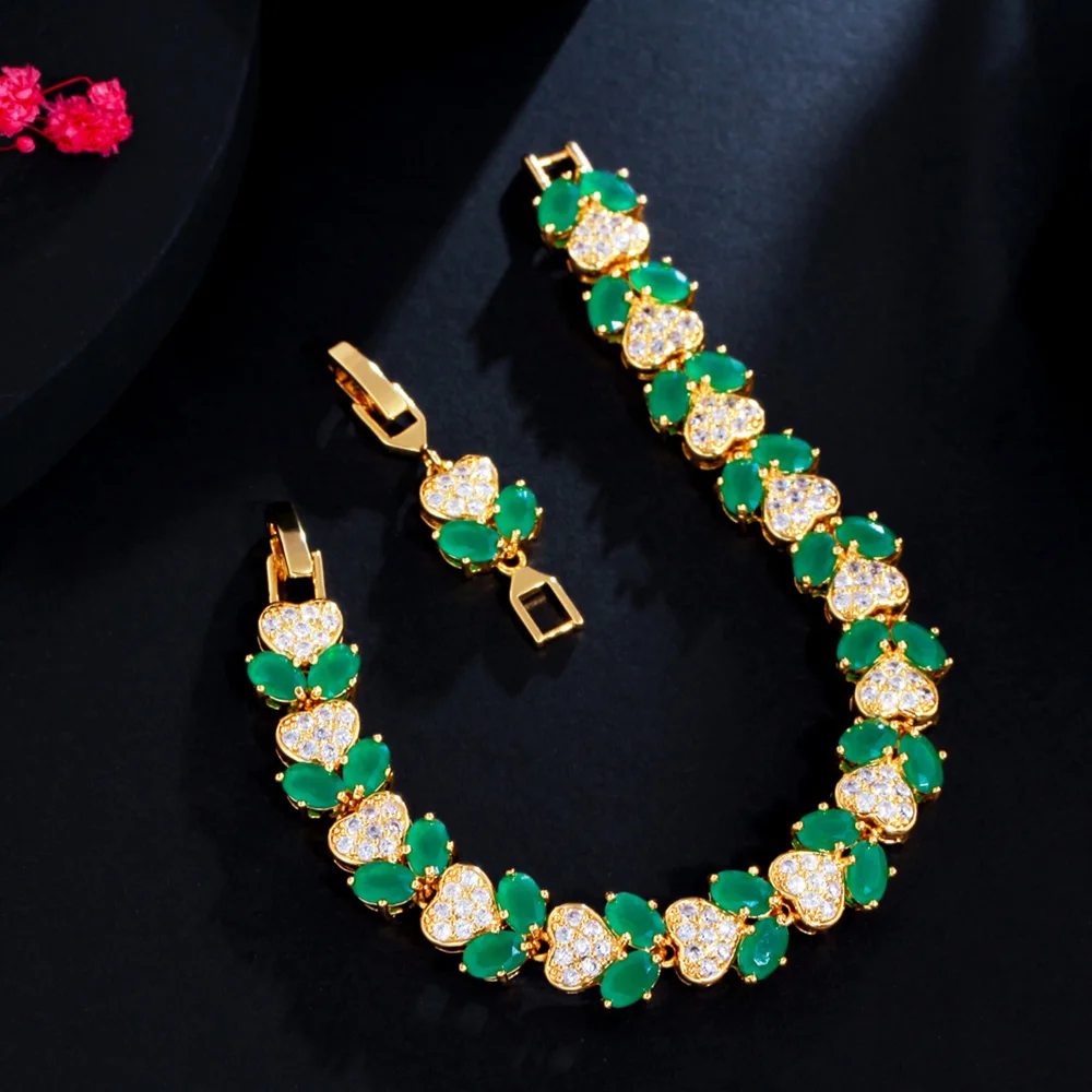 

Pera Необычное Сердце и Лист Шарм CZ Камень Дубай Золотой Цвет Теннисная Цепочка Браслет Хэллоуин Ювелирные Изделия Подарок для Женщин B231