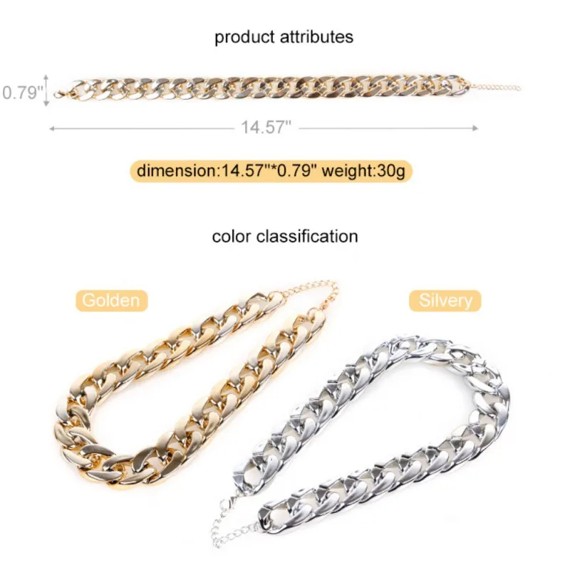 Dog Chain Collar Pet Fashion Necklace for Large Dogs Pitbull Bulldog Strong Silver Gold Slip Dog Collar