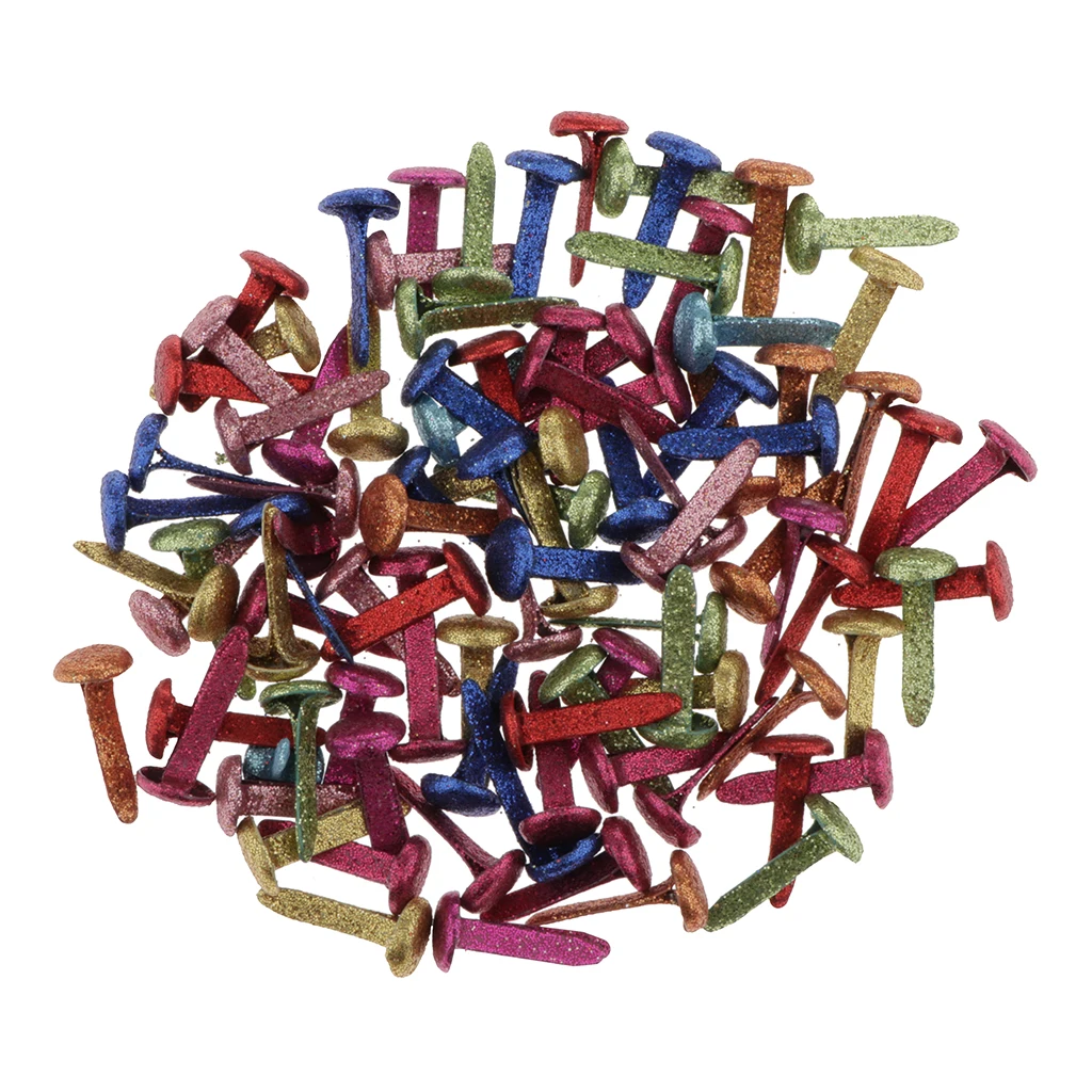 50/100pcs Assorted Bright Color Mini Brads Paper Fasteners Brass Pastel Metal Brads for Scrapbooking Crafts DIY Paper