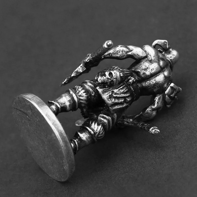 White Copper Metal Solider Model Miniatures Figurine Vintage Strong Men Warrior Ornament Desktop Decoration Accessories Toy Gift