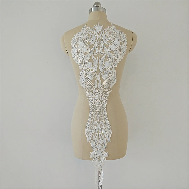 

lace Applique long Embroidery Applique Lace bridal dresses DIY lace