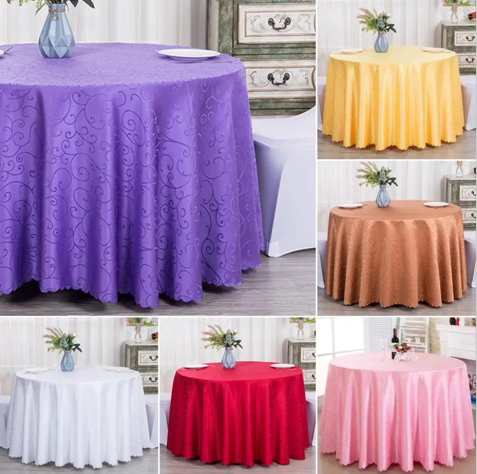 Round Wedding Table Cloth Cover Various Colours, Jacquard Damask Pattern, Birthday Party Show Decoration, Hotel and Restaurant