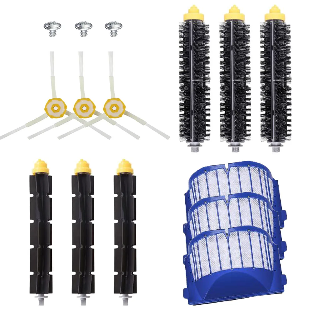 For iRobot Roomba 600 Series Aero Vac Filters Beater Bristle Brushes  Side Brushes 620 630 650 660 680 Vacuum Cleaner Parts