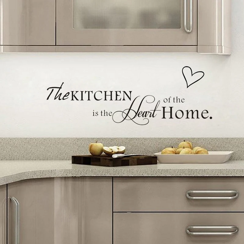 

The Kitchen is The Heart Of The Home English Will Letter DIY Removable Wall Stickers Home Decor Mural Decal