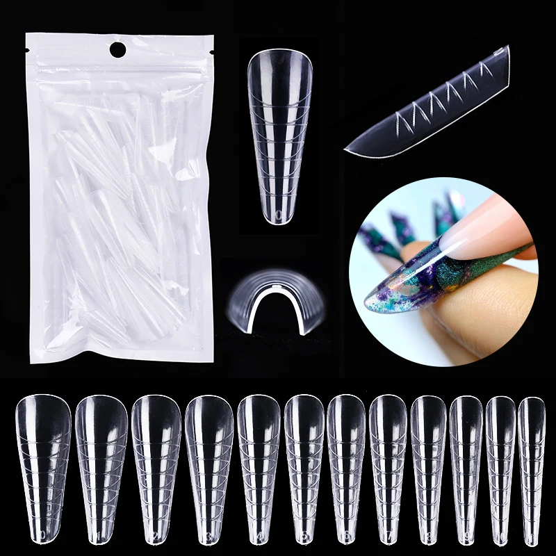 60Pcs Dual Nail Forms Extension Tips Mold Quick Buliding False Nails Short Almond Acrylic Upper Forms Diy Art Manicure Tool