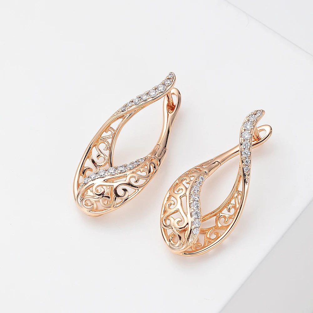 Hanreshe Copper Drop Earrings Punk Jewelry Party Delicate Crystal Carved Round Flower Earrings Woman Girl Accessories Gifts