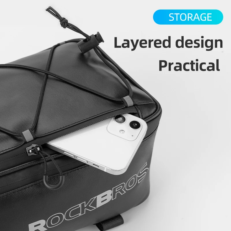 ROCKBROS Bicycle Rear Seat Bag Bicycle Rear Bags Waterproof Cycling Travel Trunk Bag Seat Saddle Bike Reflective Luggage Carrier