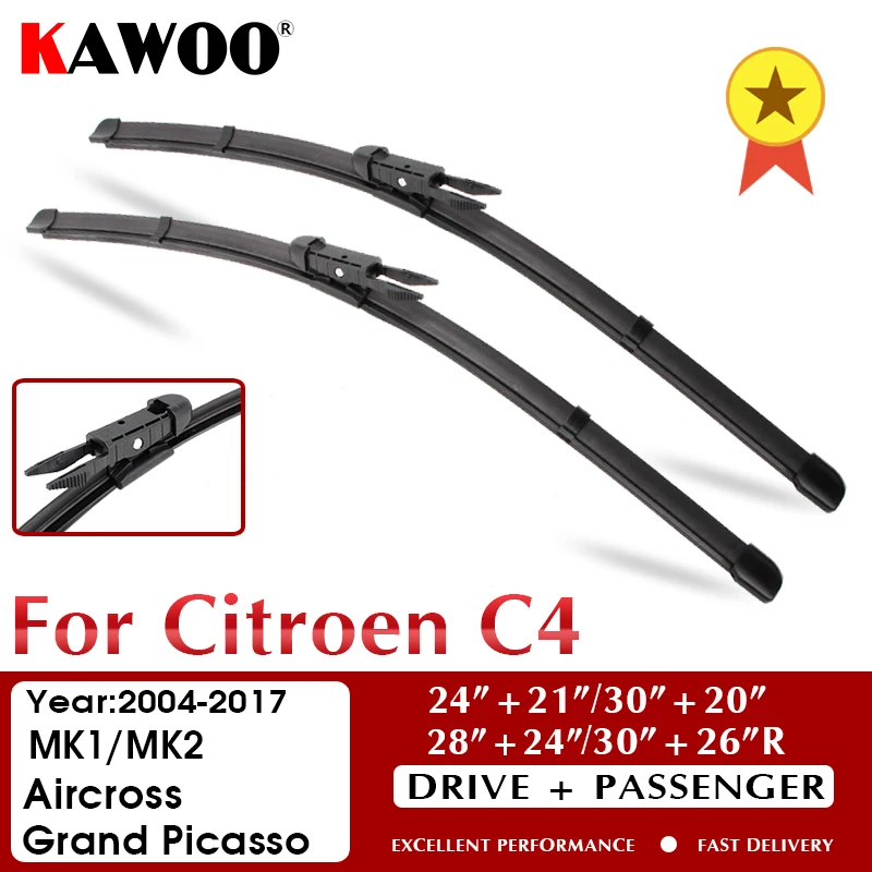 

KAWOO For Citroen C4 MK1/MK2/C4 Aircross/C4 Grand Picasso Auto Soft Rubber Windcreen Wipers Blade Model Year From 2004 To 2017