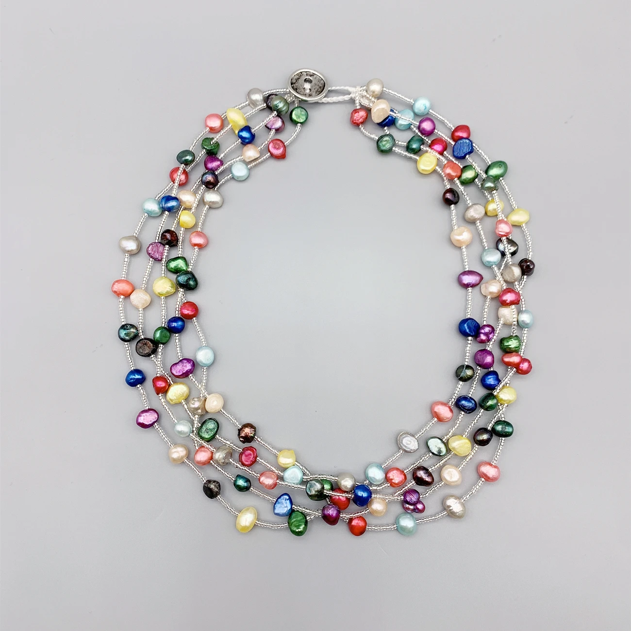 FoLisaUnique 5 Strands Layers Multicolor Potato Pearls Necklace For Women Gift Trendy Jewelry Stacking Strands Choker Necklace