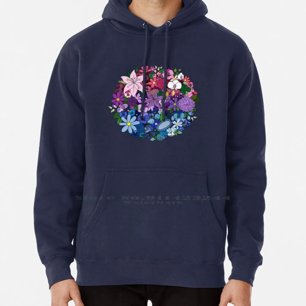 Bi Pride Flowers Hoodie Sweater 6xl Cotton Flowers Bouquet Lgbt Flag Lgbt Pride Bisexual Pride Bi Flag Women Teenage Big Size