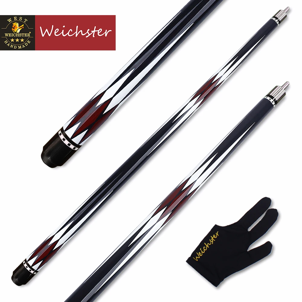 Weichster Billiard Pool Cue Stick 1/2 Red Blue Buff Cue 57