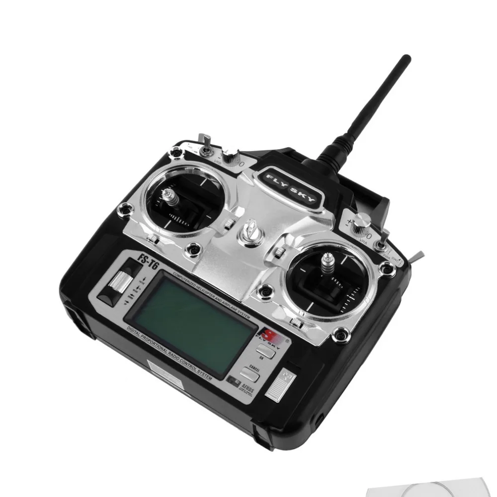 Flysky FS-T6 2.4GHz 6CH Mode 2 Transmitter dan Receiver R6-B untuk RC Quadcopter Helikopter dengan Layar LED Mode 1 Mode 2