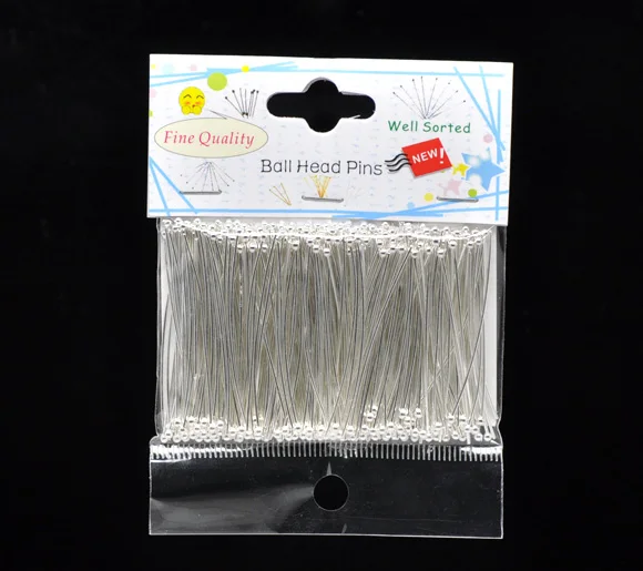 0.7mm Iron Based Alloy Well Sorted Ball Head Pins Silver Color For DIY Sewing Craft Apparel Tools, 1 Packet(300 PCs)