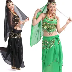 4 pz/set Costume di danza del ventre imposta egitto egitto Costume di danza del ventre Costume di Bollywood abito indiano vestito di danza del ventre