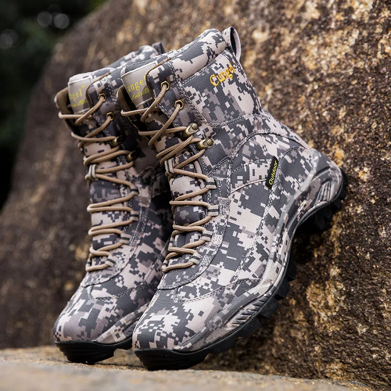 CUNGEL-Botas de caza para hombre, zapatos de senderismo para caminar al aire libre, botas deportivas de montaña, zapatillas de escalada, botas de