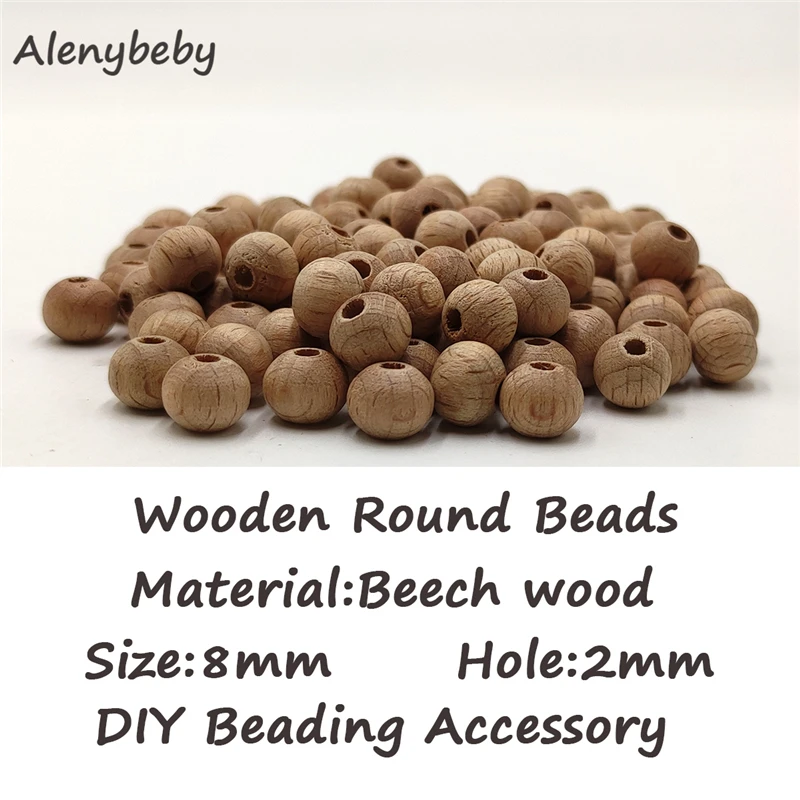 

Natural Unfinished Beech Wood Round Beads teether 8mm Loose Balls Spacer Wooden Beads for Jewelry Making DIY Crafts Ornaments