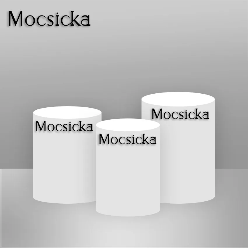 

Mocsicka Customize Size Three Cylinders Covers Pillar Covers Round Circle Backdrop Cover