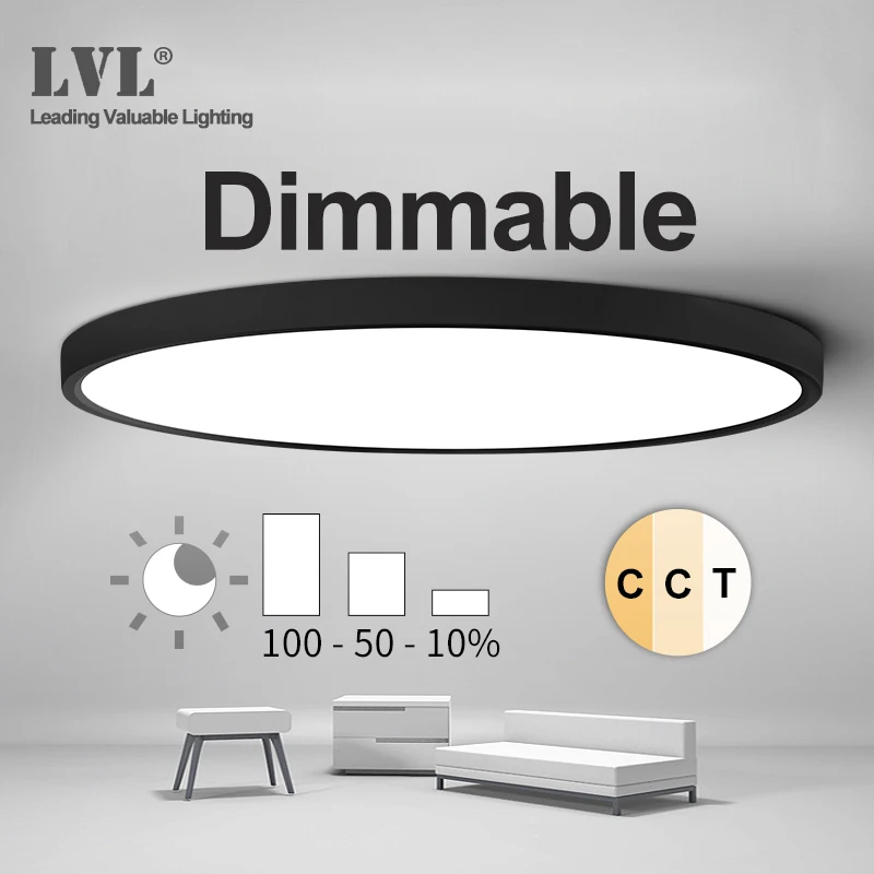 LED Dimmable Panel Light 36W 45W 220V Preset 2800K 4000K 5000K For Bedroom Livingroom Bathroom Modern Panel Light