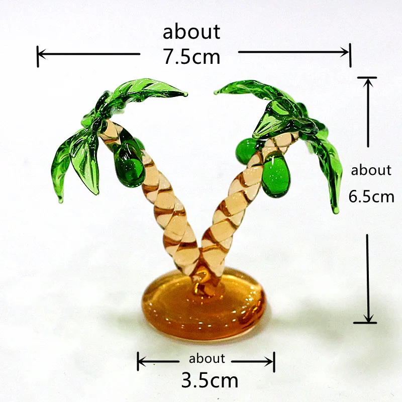 Murano Glass Palm Tree Figurine Hawaiian Style Simulation Small Coconut Tree Sculpture Ornaments Home Tabletop Living Room Decor