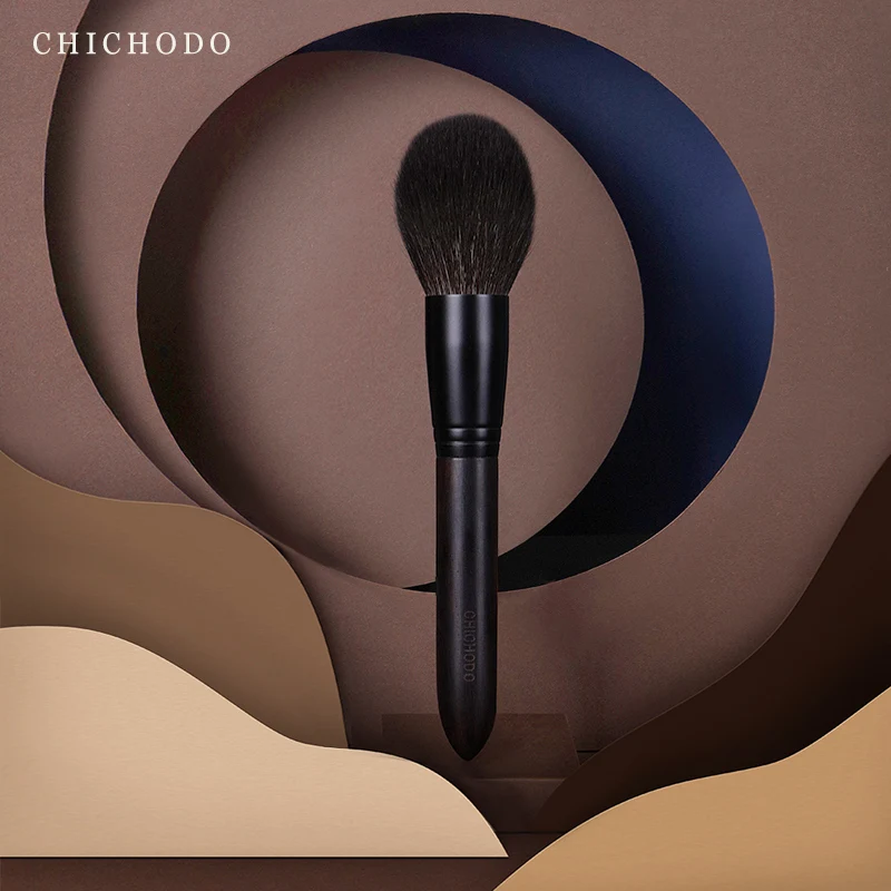 CHICHODO Makeup Brush-Ink Painting Series Top Animal Hair Make Up Brushes-Snow Fox Fur（Dyed)Powder Brush-Flame Shape pen-J313