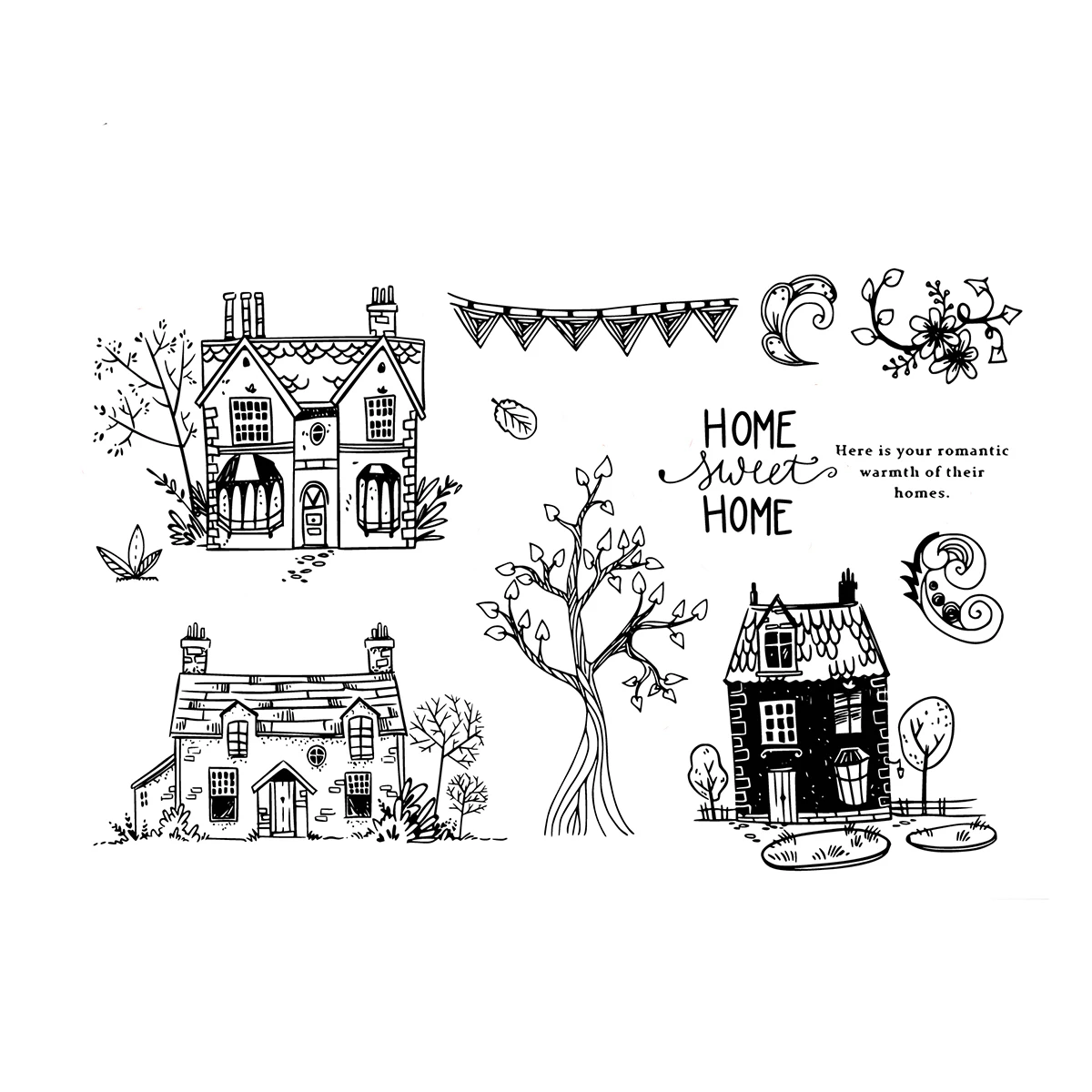 

Houses and Trees Clear Stamps/Seal For DIY Scrapbooking Card Making Album Decorative Silicone Stamp Crafts