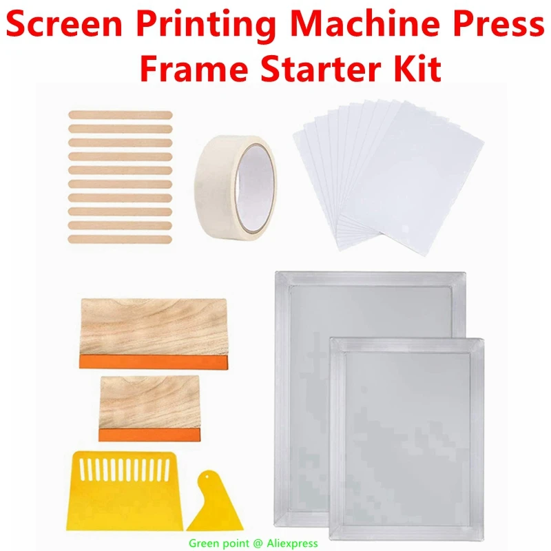 

New 2Pcs Multiple Function Screen Printing Machine Press Frame Starter Kit Squeegees With Roll Tape To Print Patterns On Cloths