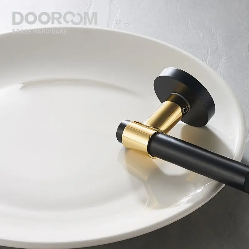 Dooroom Brass Lever Light Luxury Black Gold Modern Fashion Interior Room Bedroom Bathroom Solid Wood Door Lock Split Handle Knob