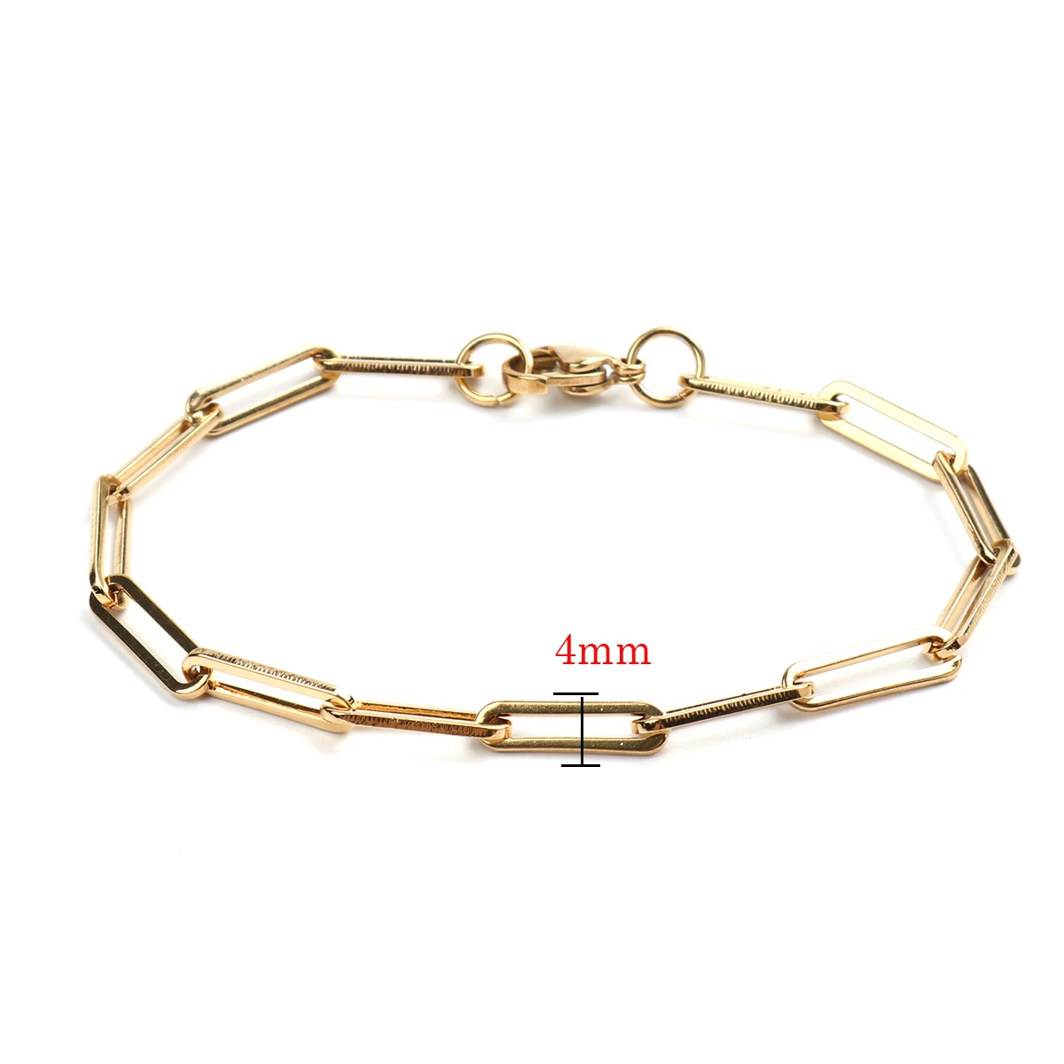 New Fashion 304 Stainless Steel Paperclip Chains Bracelets Metal Hand-Chain For Women Men Jewelry Gifts 18.5cm long, 1 Piece