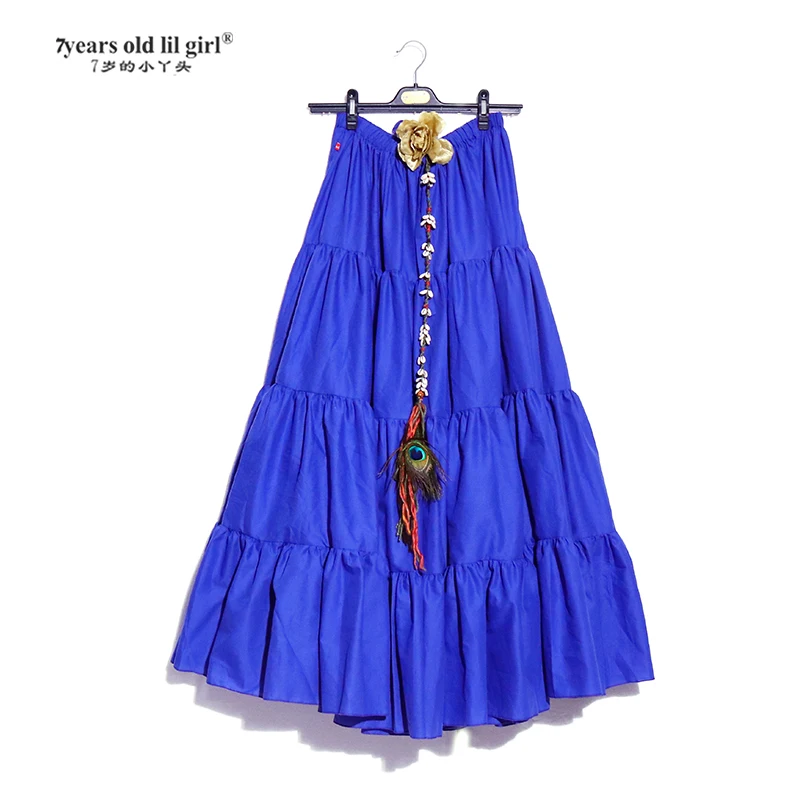 Dance Skirt 16 Meters Full Circle Cotton Spanish Flamenco Dress Gypsy Tribal Fusion Belly Dancel Ats CMM15