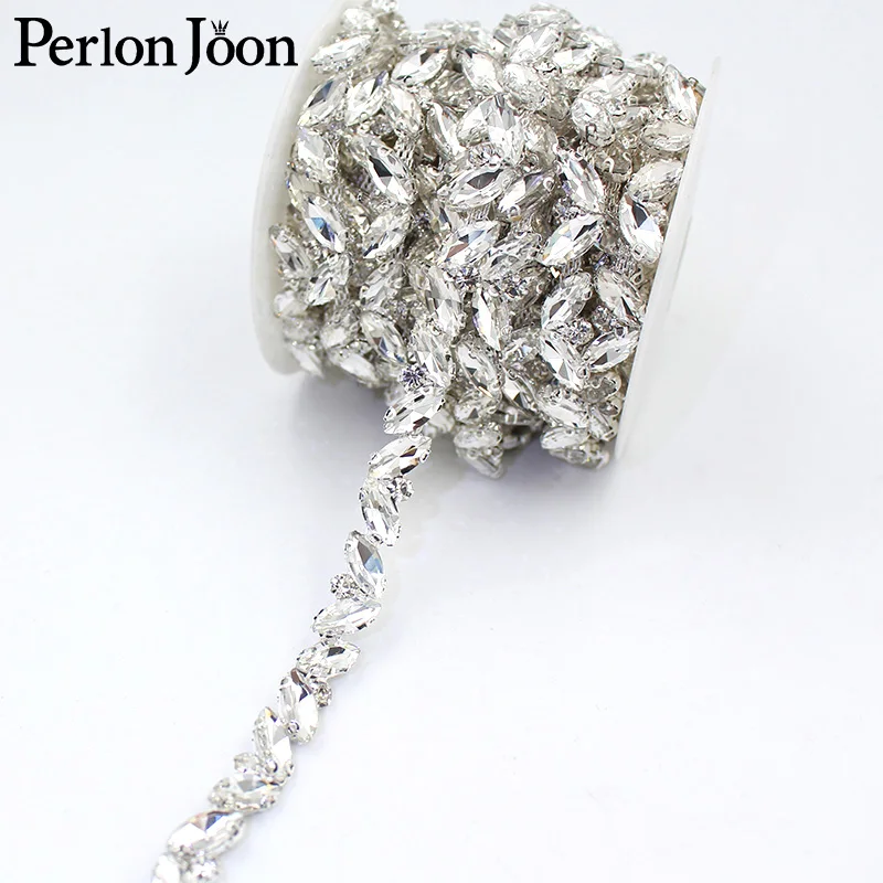 

1 ярд, стеклянная отделка со стразами, аппликация, серебряная цепочка с кристаллами в виде листьев, пришитая в аксессуарах для свадебного украшения ML131