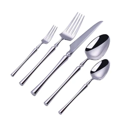 30Pcs Shiny Dinnerware Set 18/10 Stainless Steel Mirror Silver Cutlery Set Tableware Set Drop Shipping