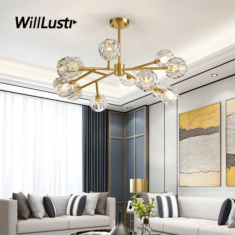 

Copper Pendant Light Crystal Ball Affordable Luxury Lamp Hotel Mall Living Dining Room Hotel Bedroom Molecular Hanging Lighting