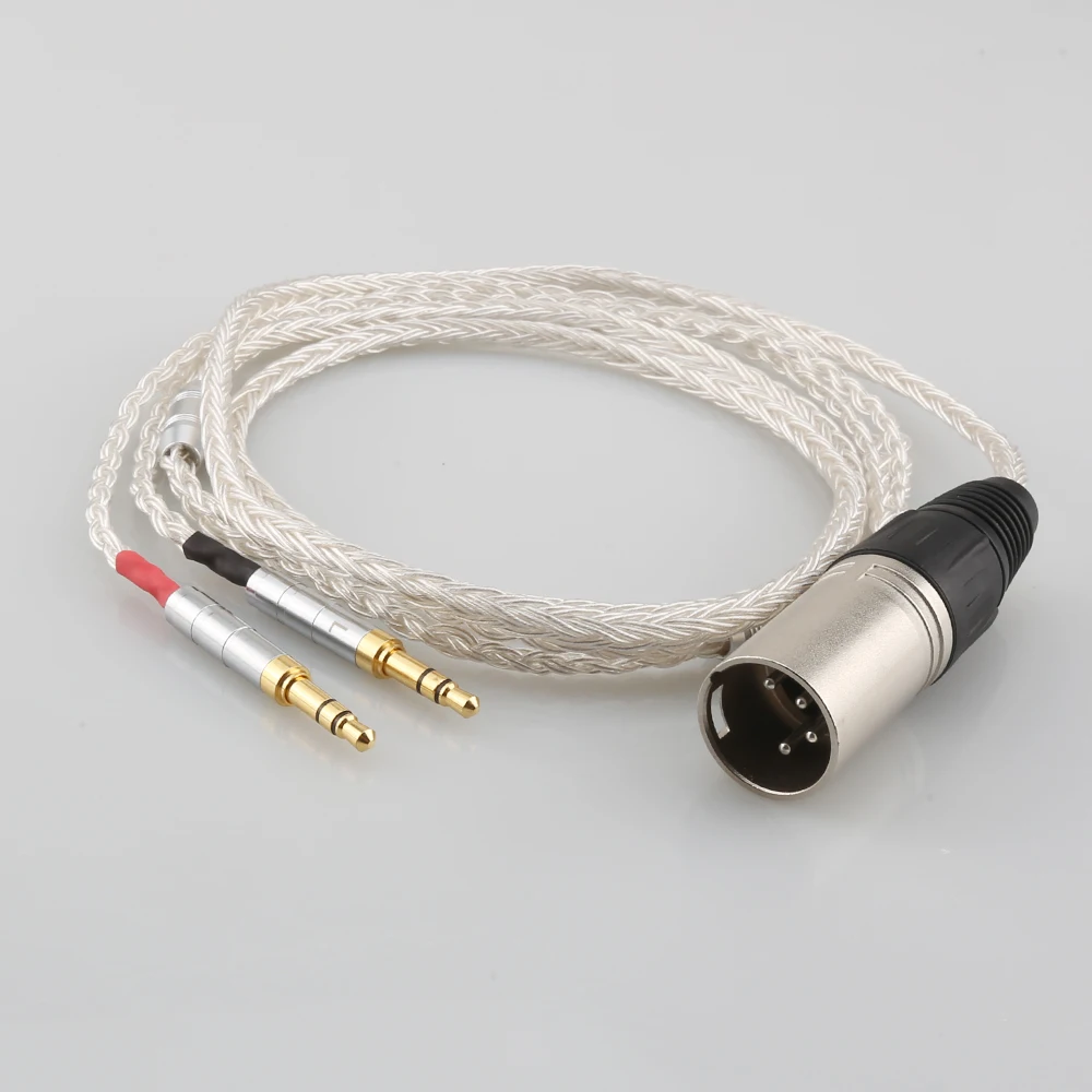 2,5/3,5 mm 4,4 mm 4-pinowy XLR męski 16-rdzeniowy posrebrzany kabel słuchawkowy OCC do Denon AH-D600 AH-D7200 AH-D7100 Focal Elear