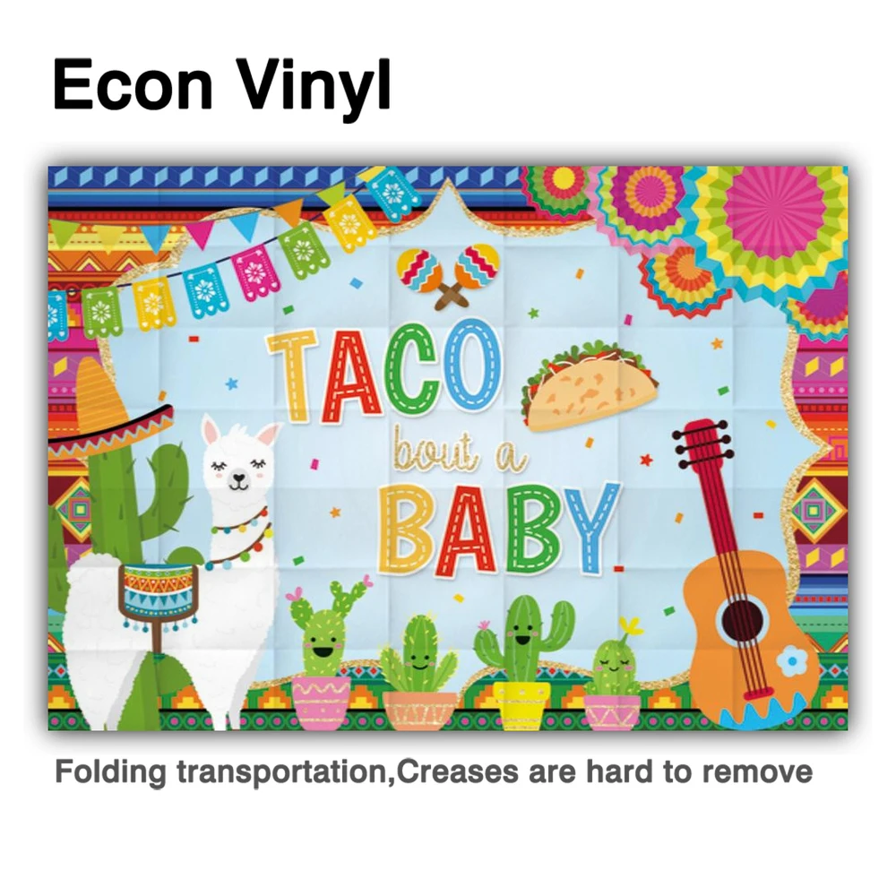 Allenjoy Taco Baby  Happy Birthday Backdrop Bunting Guitar Cactus Colorful Umbrella Alpaca Baby Shower Newborn Custom Poster