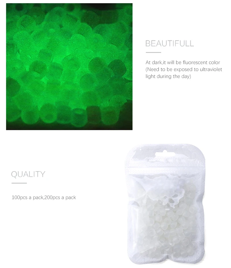 100–300 Stück 6 x 8 mm UV-wechselnde reaktive Acrylperlen, die im Dunkeln leuchten, leuchtende Pony-Perlen, DIY-Armband, Halskette, Schmuckherstellung – Detail 6