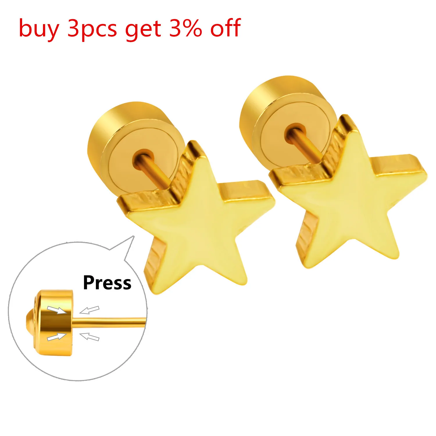 LUXUSTEEL aretes mujer Stainless Steel Star Screw Stud Earring Fashion Jewelry Anti-allergy Korean BabyGirl Earrings Party