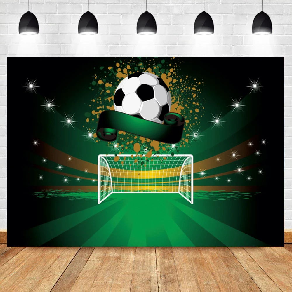 

Laeacco Football Soccer Field Goalkeeper Birthday Party Baby Shower Backdrop Photography Boy Photo Background For Photo Studio