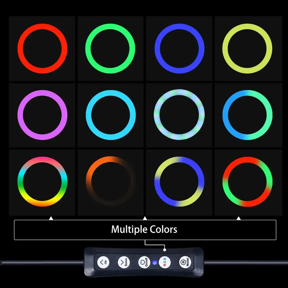 10 pollici 13 pollici RGB LED Selfie anello luce di riempimento con 1.6m treppiede supporto fotografia anello lampada per TikTok Youtube trucco luci Video