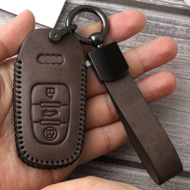 Leather Car Key Case For Audi A4l Key Sleeve Tide A1 Q2L Q3 Q7 Q5L A4L A6 A7 S6 Car Leather Key Case Buckle Shell Upscale