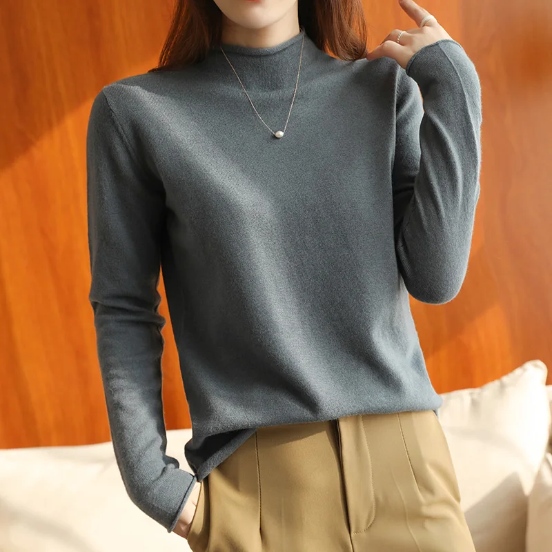 SZDYQH 100% Merino Wool Knitted Pullovers Women Sweaters Winter Loose Soft Warm O-Neck Female Basic Standard Jumper 8 Colors