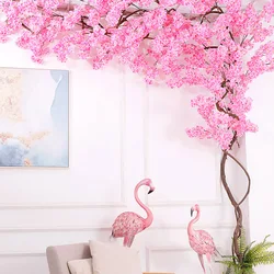 3 fork Fake Cherry Blossom Tree flor Sakura flower tree Branch Artificial Flowers Silk Wedding Background Wall Decoration Flower