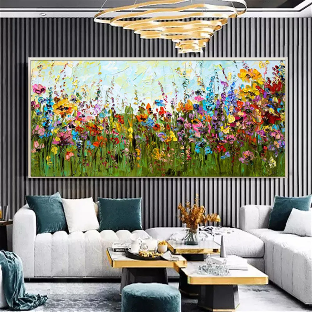 Beautiful flower oil painting On Canvas Wall Decor artwork Palette Knife Textured Canvas painting Living room entrance Decor Art