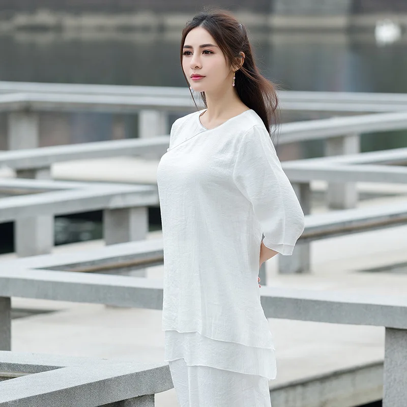 Yoga Clothes Women New Ethnic Style Meditation Clothes Cotton and Linen Loose Two-piece Suit Traditional Clothing for Women