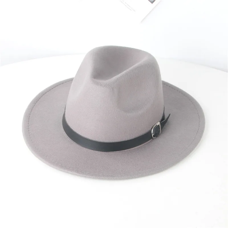 Children Single Side Wool Felt Jazz Fedora Hats 54CM Elegant BOY GIRL Wide Brim Panama Trilby Cap 54CM wholesale