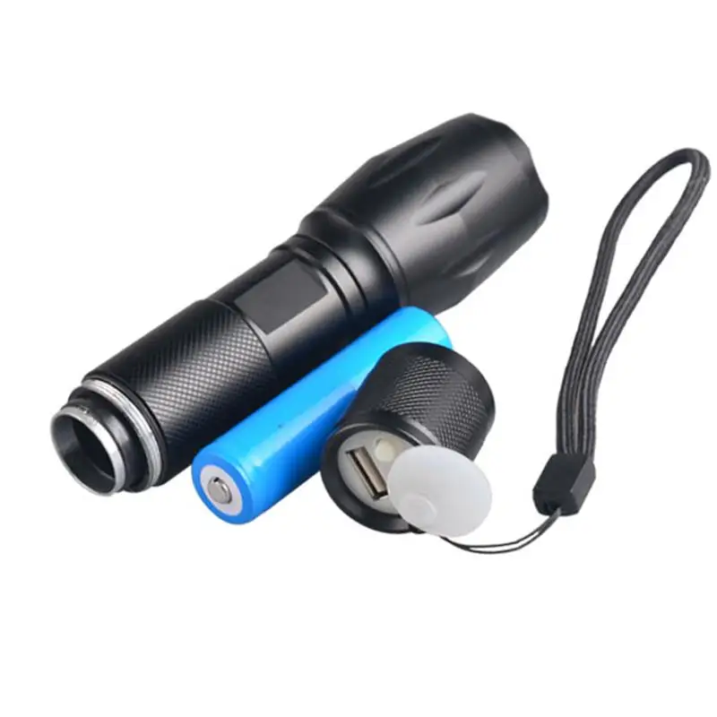 Free Shipping LED Flashlight 8000 Lumens X900 LED XML T6 Tactical Torch Light Zoom Powerful Lamp Lighting with USB Charger