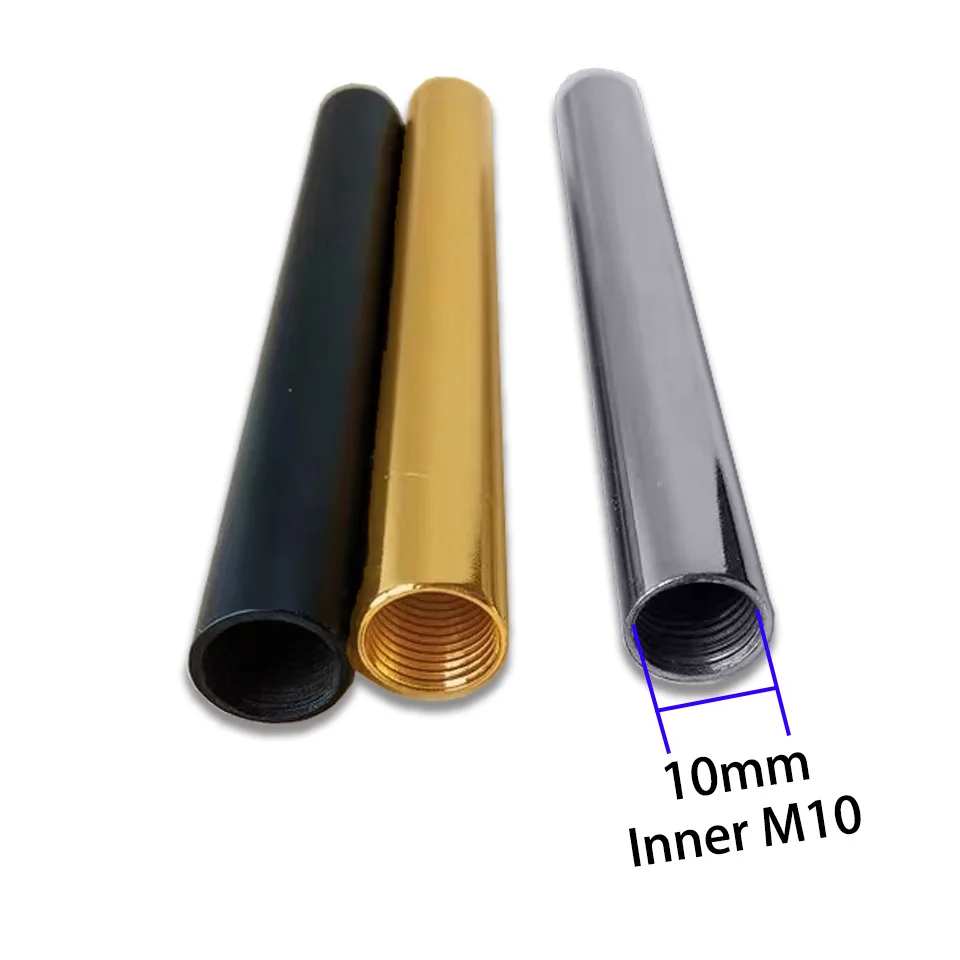 2pcs Gold Silver Black M10*1.0mm Inner Thread Straight Tube Hollow Connecting Rod Floor Lamp Desk Light Molecular Lamp