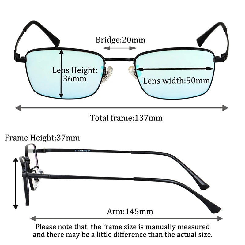 Men's Eyeglasses Titanium frame  Color Blind Glasses for Red-Green Blindness Used for Indoor Outdoor Color Vision Abnormalities