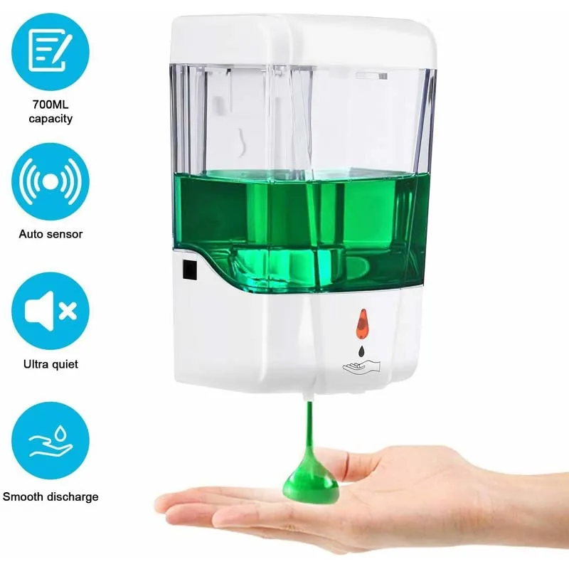 

Large-Volume 700ml Automatic Touchless Sensor Hand Sanitizer Detergent Liquid Soap Dispenser Wall Mounted For Kitchen Bathroom