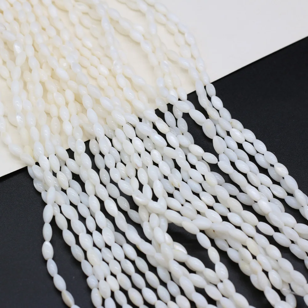 Natural Mop Shell Beads Rice Shape Mother Of Pearl Loose Beads For Making DIY Bracelet Necklace Jewelry Accessories Strand 14\'\'